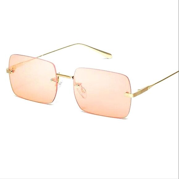 Quay Australia TTYL Rimless 43MM Square Sunglasses- Gold - Picture 1 of 8
